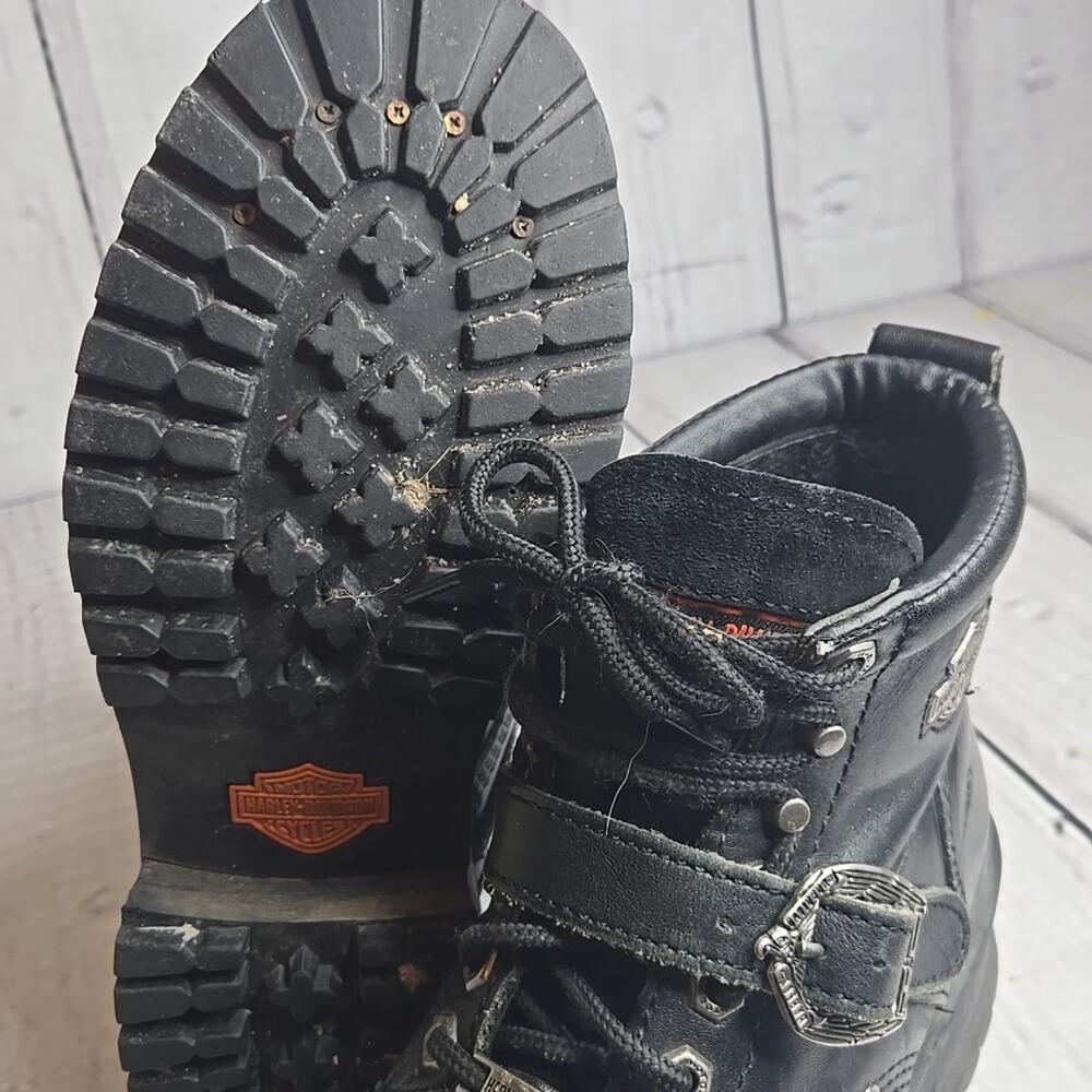 Harley Davidson Faded Glory Boots Women's Size 8.5 Black Leather Buckle 81024 - Picture 13 of 14